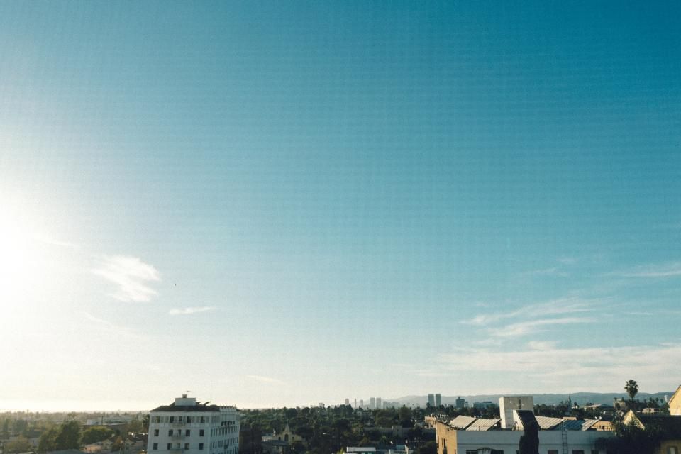 The rooftop terrace in the evening