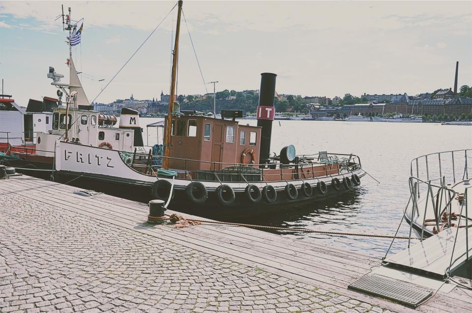Boats moored at the harbour